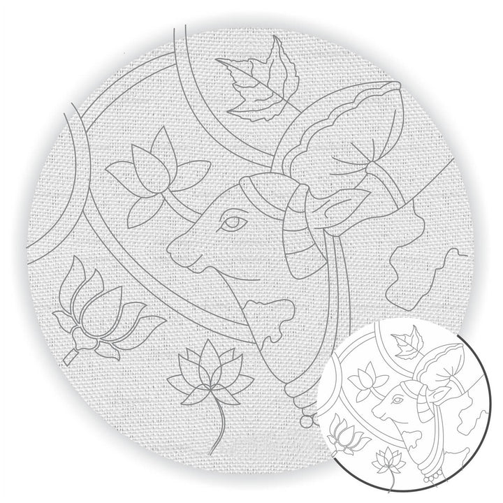 Pre Marked Canavs Base - Cow & Flower- 3001
