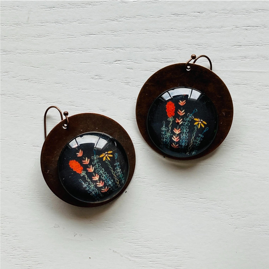 Black Kumaon Copper Earrings