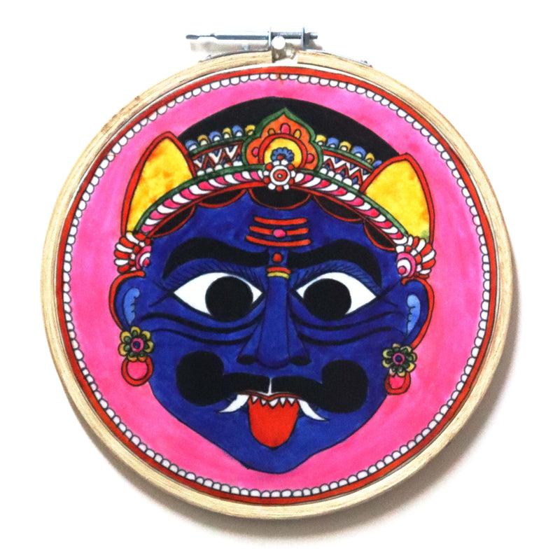 Hand-painted Folk Art Leather Wall Hoop