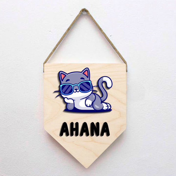 Kids Cat Themed 3D Name Plate