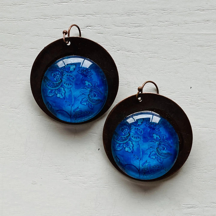 Blue Mughal Copper Earrings