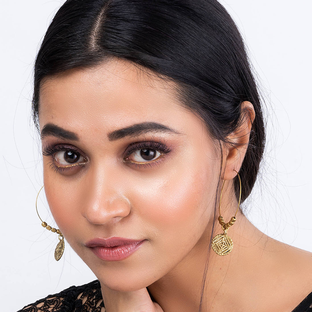 Handcrafted Gold tone Brass Hoops Earrings