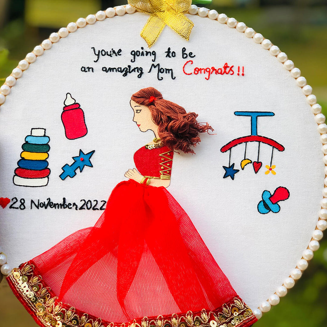 Hand Embroidered Personalized Baby Shower Hoop