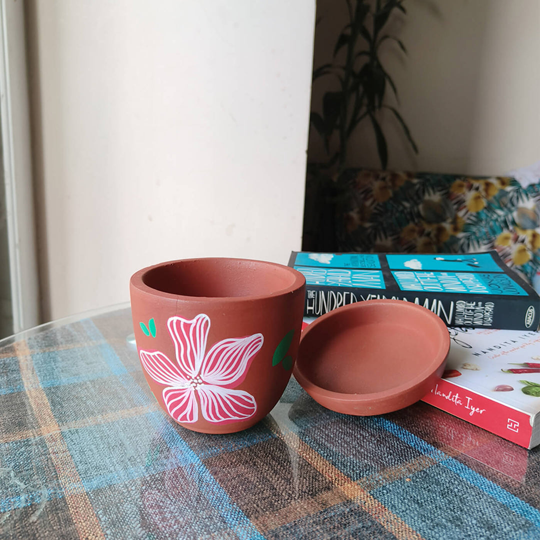 Handpainted Terracotta Flower Pop Planter Pot (Set of 3)