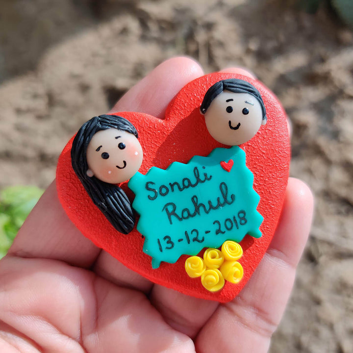 Handcrafted Clay Magnet for Couples - Zwende