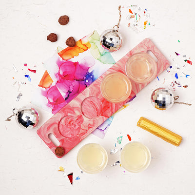 Marbled Concrete and Shot Glass Set
