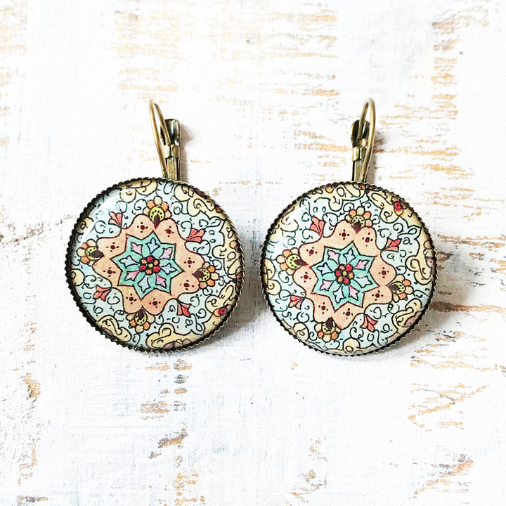 Blue Kashmiri Papier Mache Painted Earring
