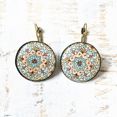 Blue Kashmiri Papier Mache Painted Earring