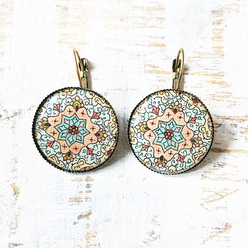 Blue Kashmiri Papier Mache Painted Earring