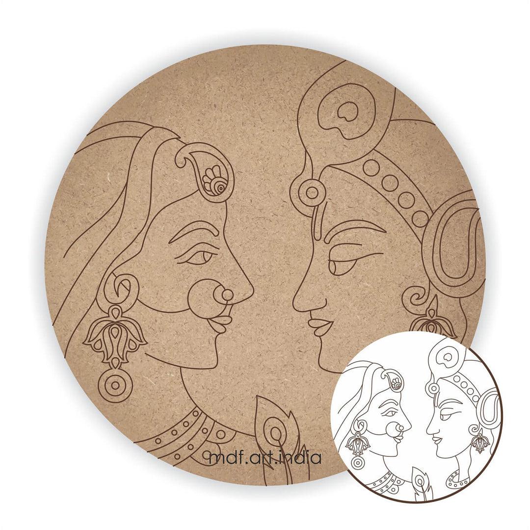 Divine Pre Marked MDF Base - Radha & Krishna - 8 Inches