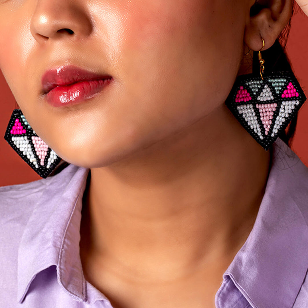 Hand Embroidered Diamond Cool Sequin Earrings