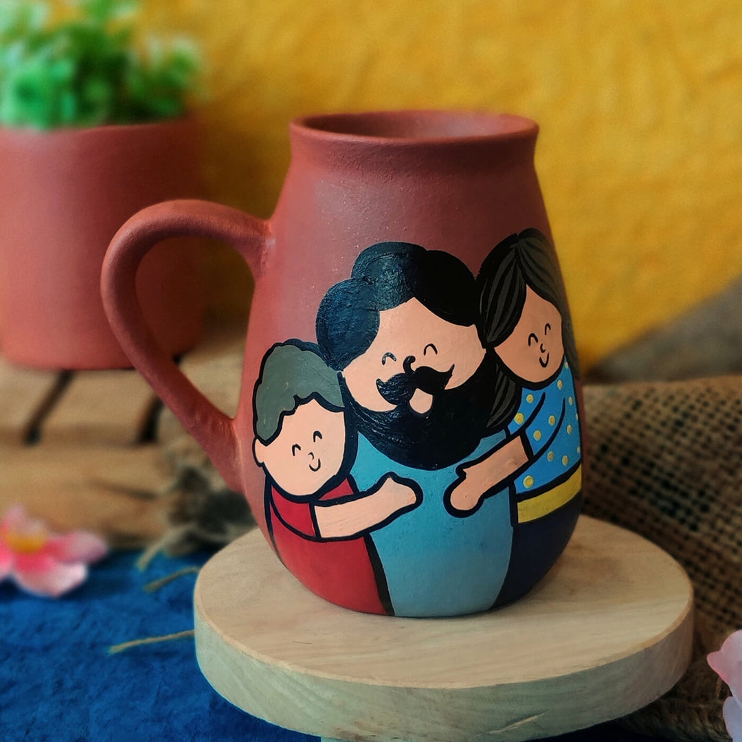 Handpainted Clay Mug For Father & Children