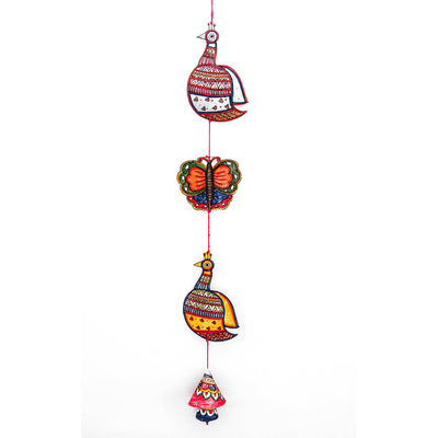 Hand-painted Peahen and Butterful Tholu Puppet Hanging
