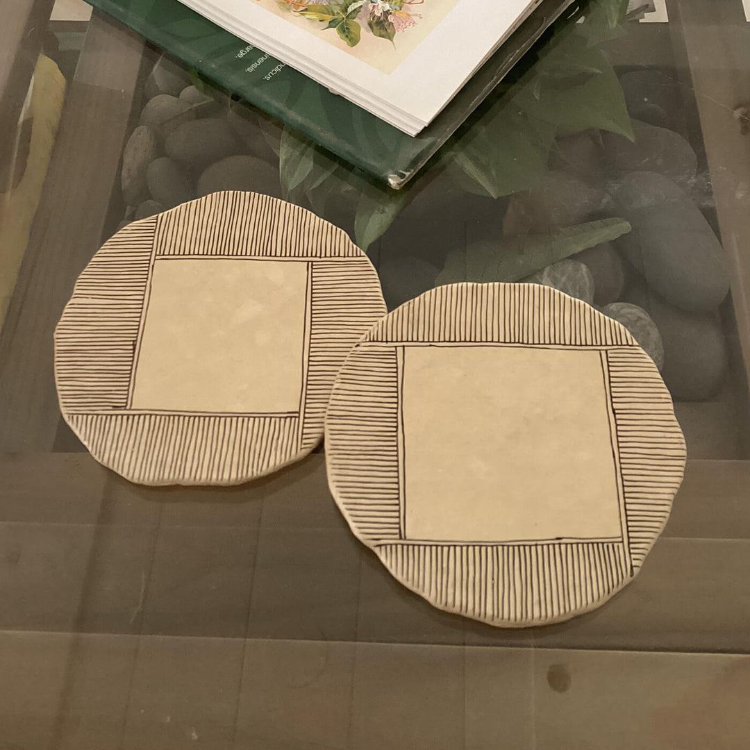 Hand-Illustrated Coasters - Abstract Frame