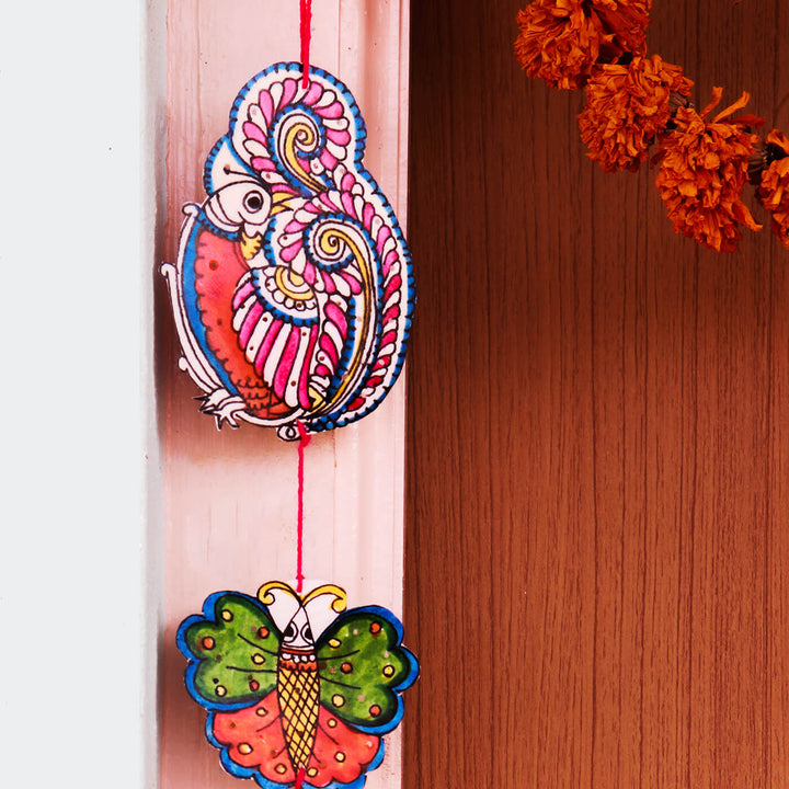 Hand-painted Tholu Peacock and Butterfly Puppet Hanging