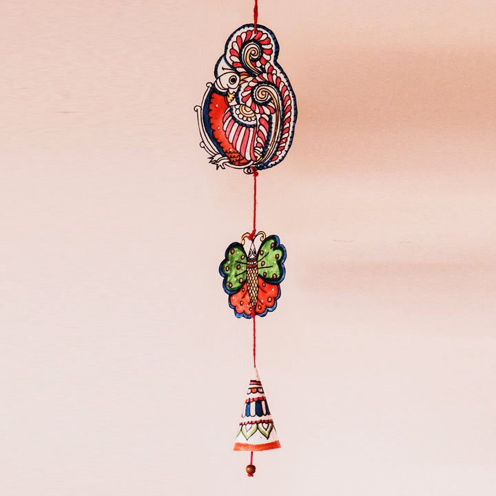 Hand-painted Tholu Peacock and Butterfly Puppet Hanging