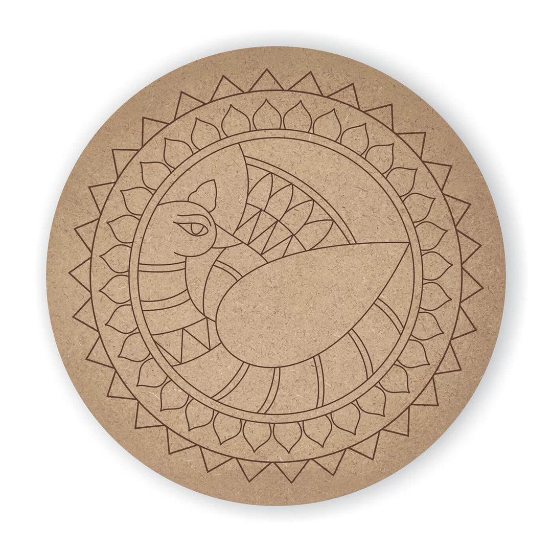 Pre Marked MDF Base - Mandala Bird - 8 Inches