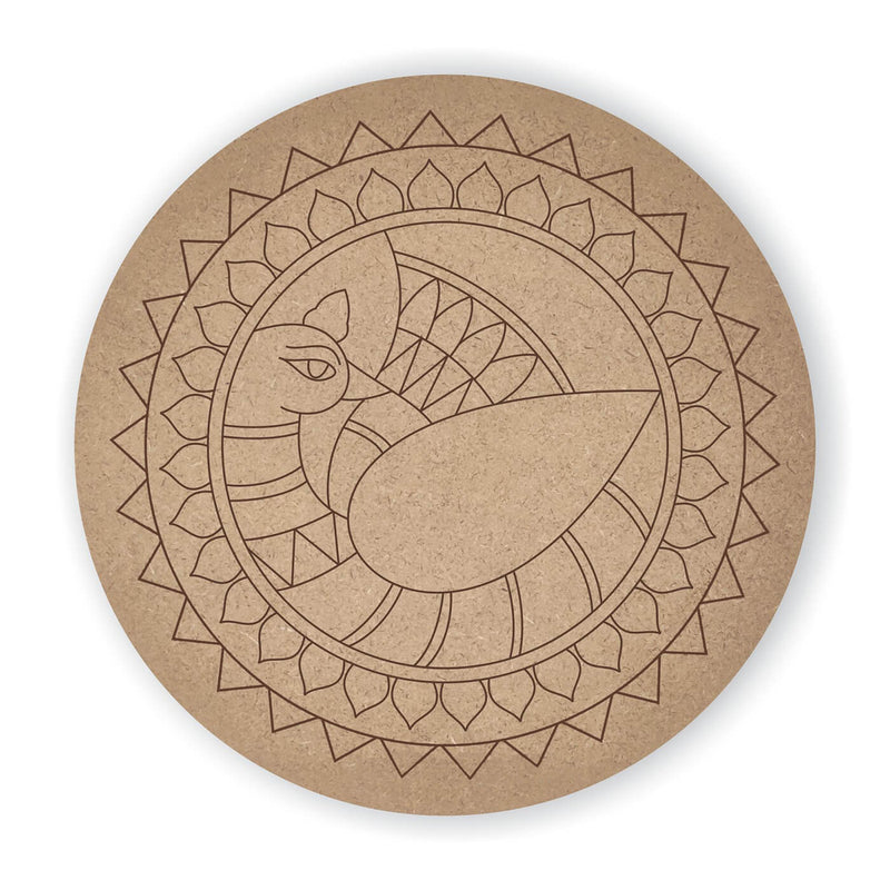 Pre Marked MDF Base - Mandala Bird - 8 Inches