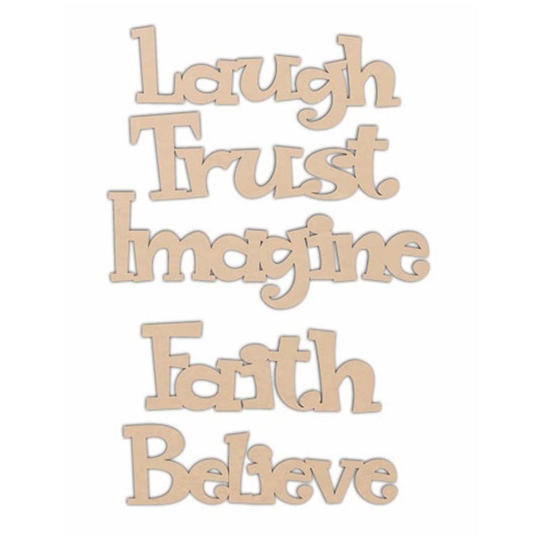 Ready to Decorate Wooden Cutouts - Laugh, Trust, Faith