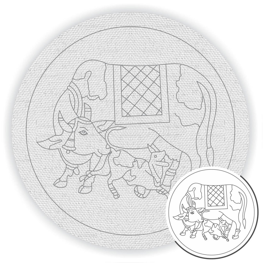 Pre Marked Canvas Base - Mother Cow & Calf - 3013