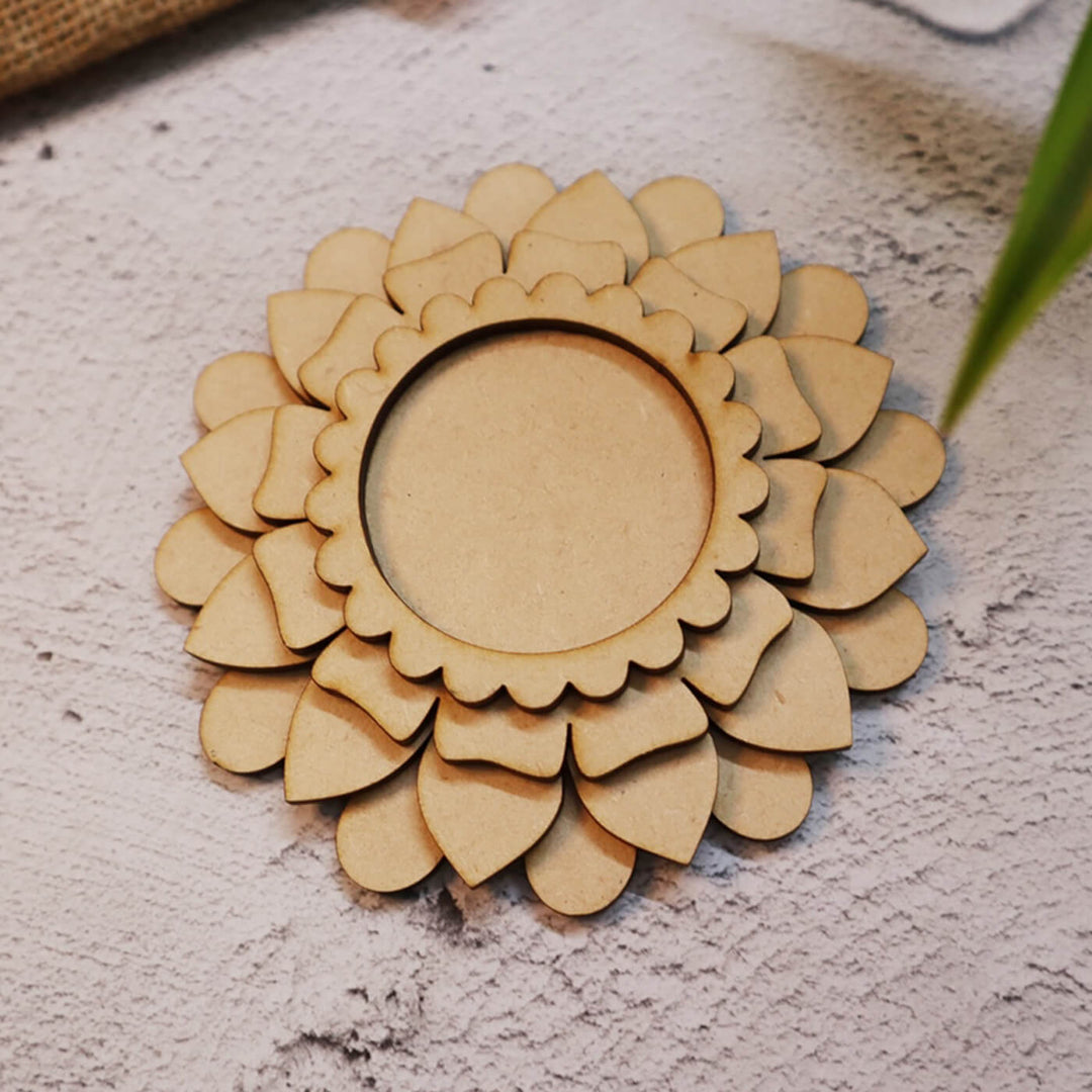 Saver Bundle - Ready to Paint MDF Zinia Floral Tealight Holder - TI107