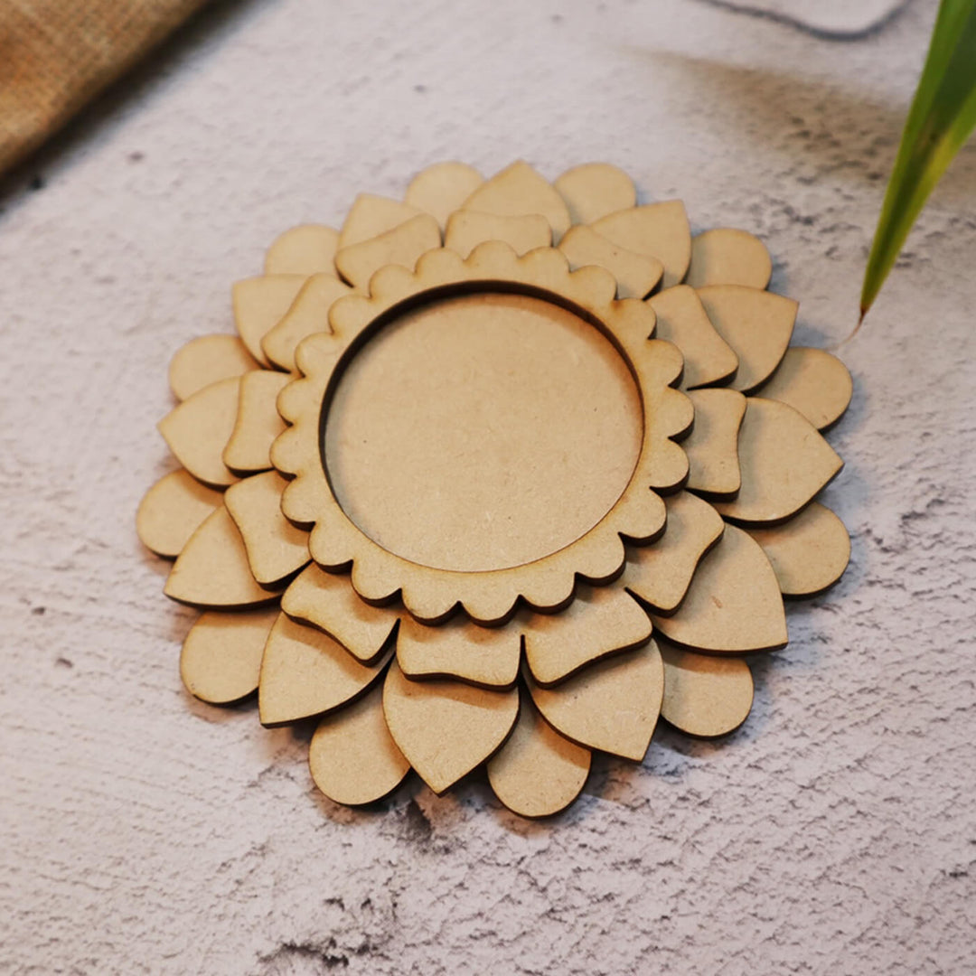 Ready to Paint MDF Zinia Floral Tealight Holder - TI107