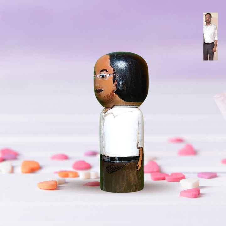 Handpainted Wooden Male Personalised Doll - Large