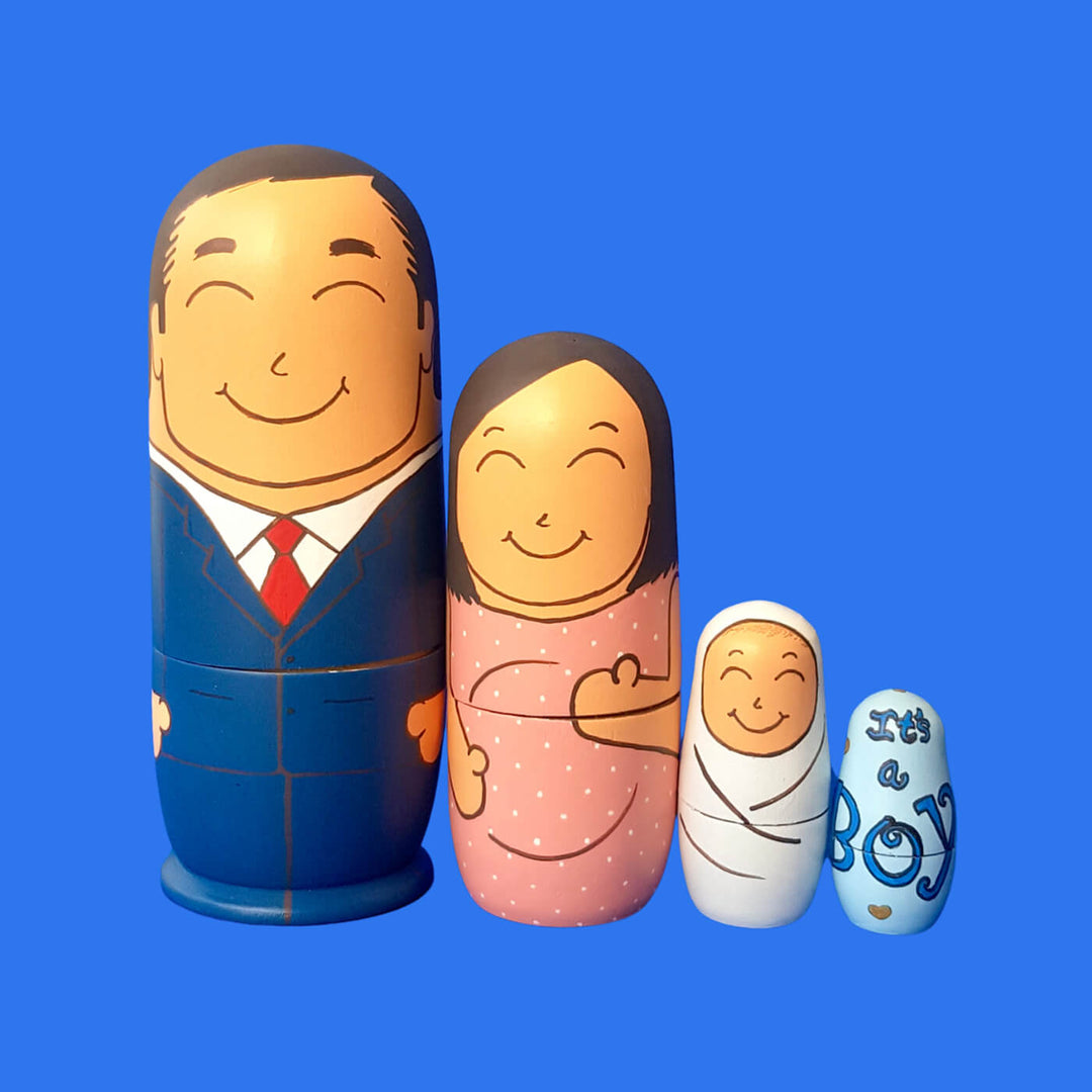 Baby Announcement Wooden Dolls - Set of 4