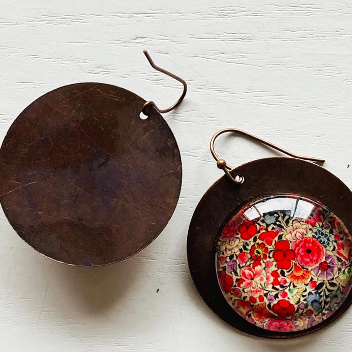 Red Naqashi Hazarposh Copper Earrings