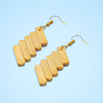 5-Striped Handcrafted Bamboo Earrings