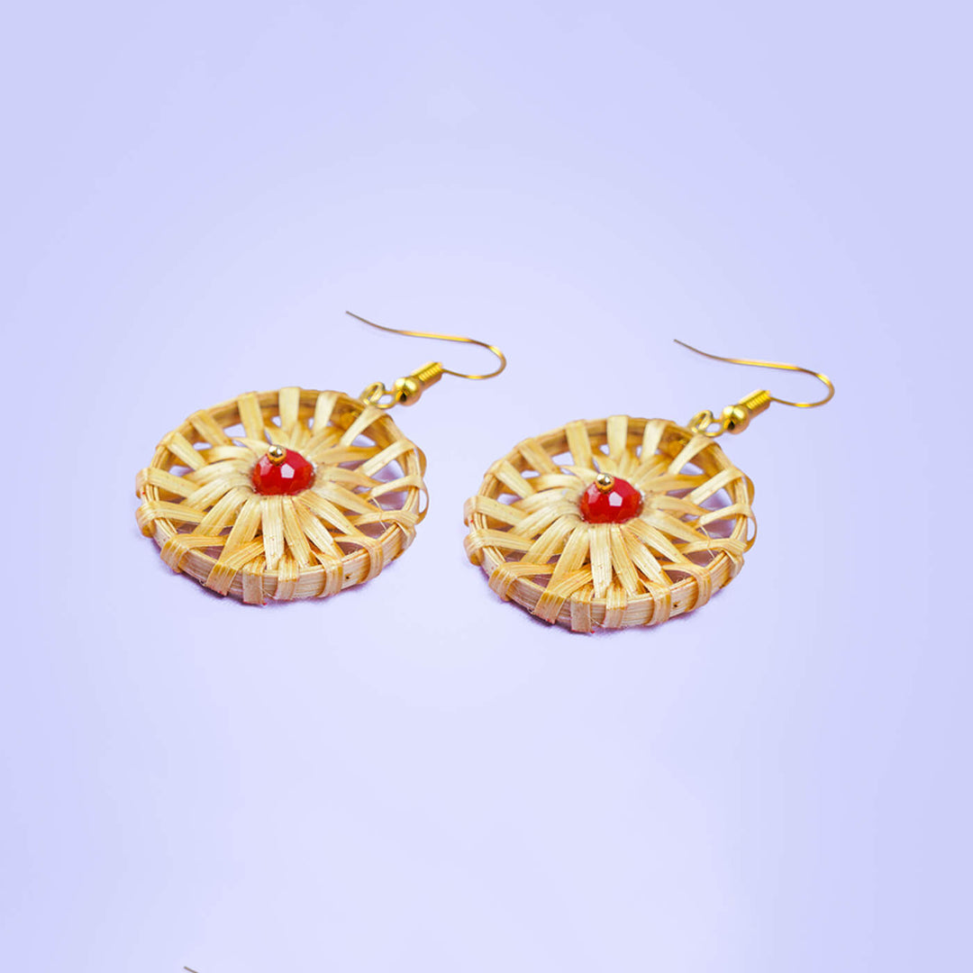 Round Handcrafted Bamboo Earrings