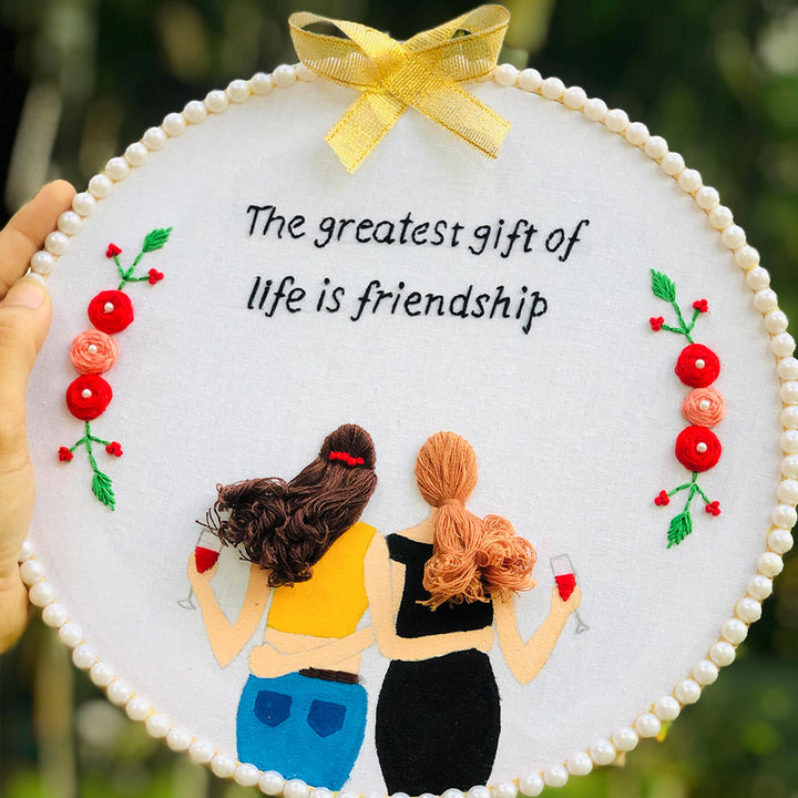 Hand Embroidered Personalized Friendship Hoop For Girls