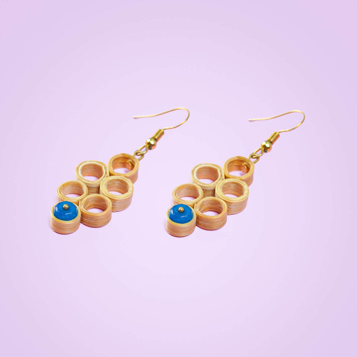 Grape-Shaped Bamboo Earrings with Beads