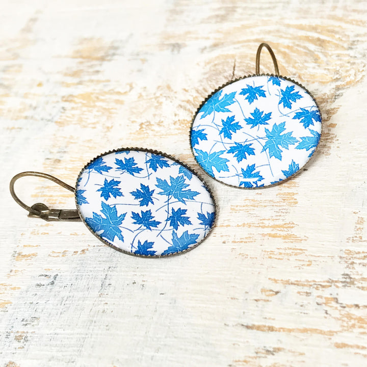 White Chinar Leaves Painted Earring