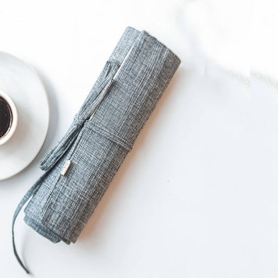 Hand-stitched Grey Roll Up Case