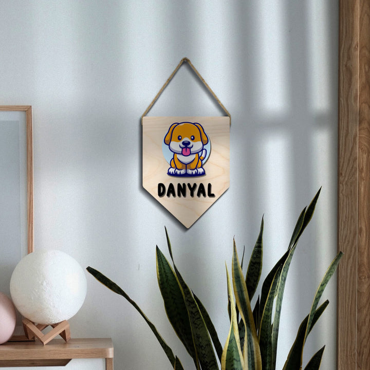 Kids Dog Themed 3D Name Plate - Hanging on Wall with Rope (6)