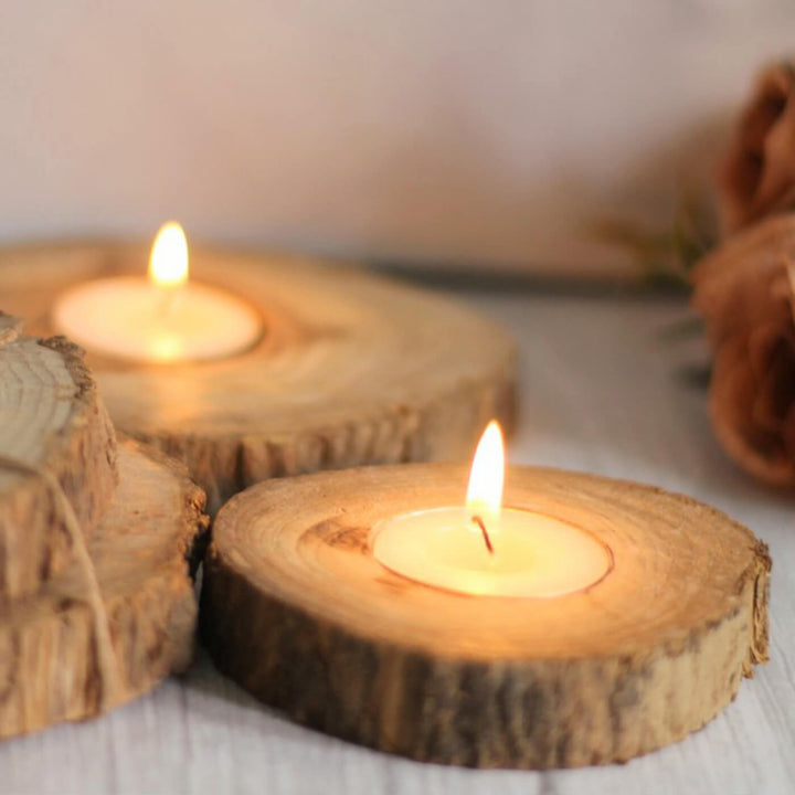 Natural Wooden Bark Coaster & Tealight Candle Holders