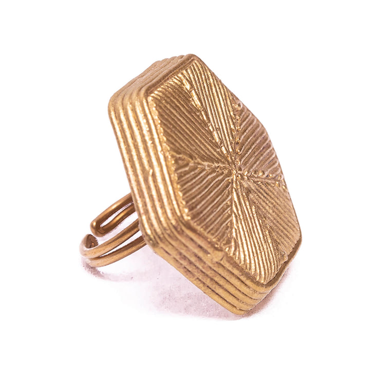 Adjustable Dhokra Honeycomb Ring