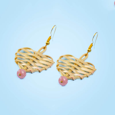 Heart-Shaped Handcrafted Bamboo Earrings