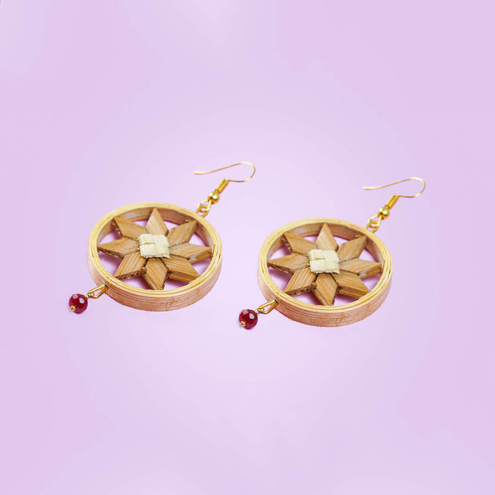 Star in a Circle Bamboo Earrings
