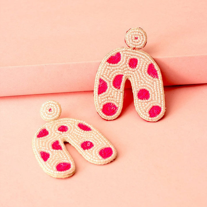 Hand Embroidered Flinstone Sequin Earrings