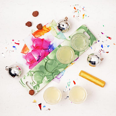Marbled Concrete and Shot Glass Set