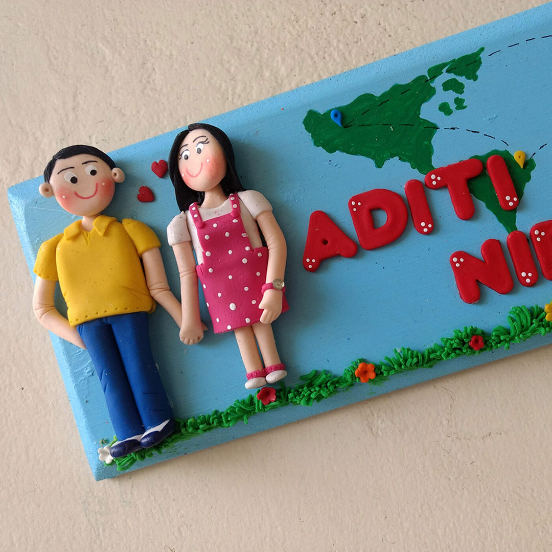 Personalised Travelling Couple Name Plate