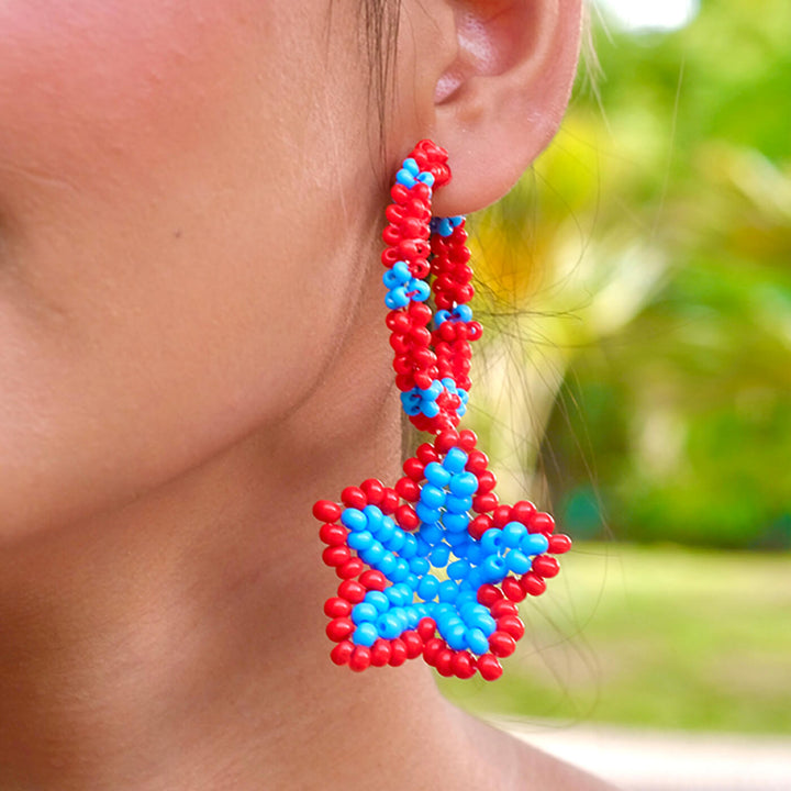 Hand Embroidered Floral Sequin Earrings
