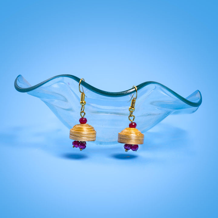 Quilling Baali Bamboo Earrings - Red