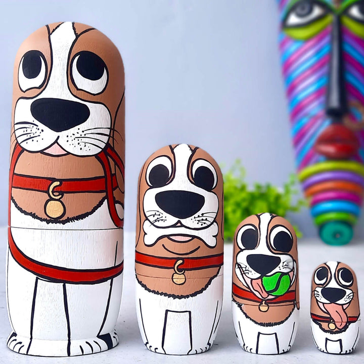 Pup Nesting Wooden Dolls - Set of 4