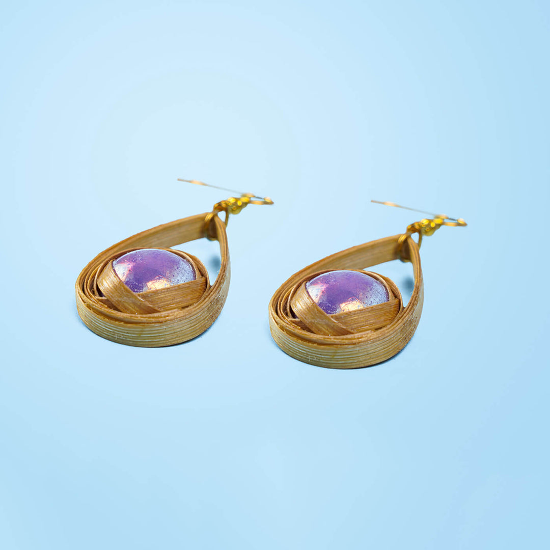 Purple Latkan Bamboo Earrings