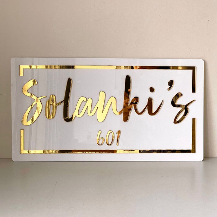 Classic Personalised Acrylic Name Plate - Front View on Flat Surface