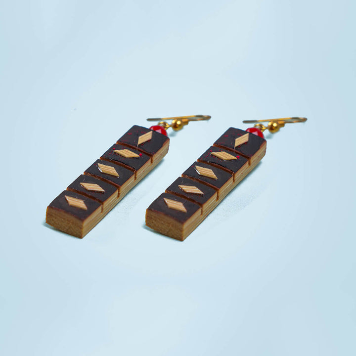5-Blocked Handcrafted Bamboo Earrings