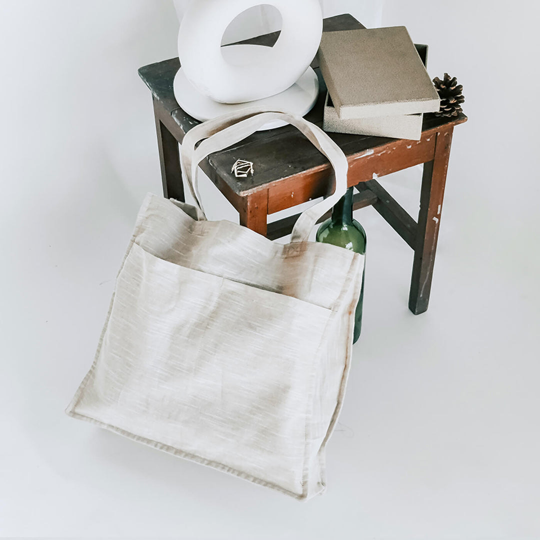 Premium Linen Tote Bag - White